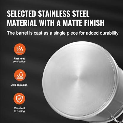 VEVOR Stainless Steel Stockpot, 42 Quart Large Cooking Pots, Cookware Sauce Pot with Strainer, Lid, and Handle, Heavy Duty Commercial Grade Stock Pot, Sanding Treatment, for Large Groups Events Silver - CookCave
