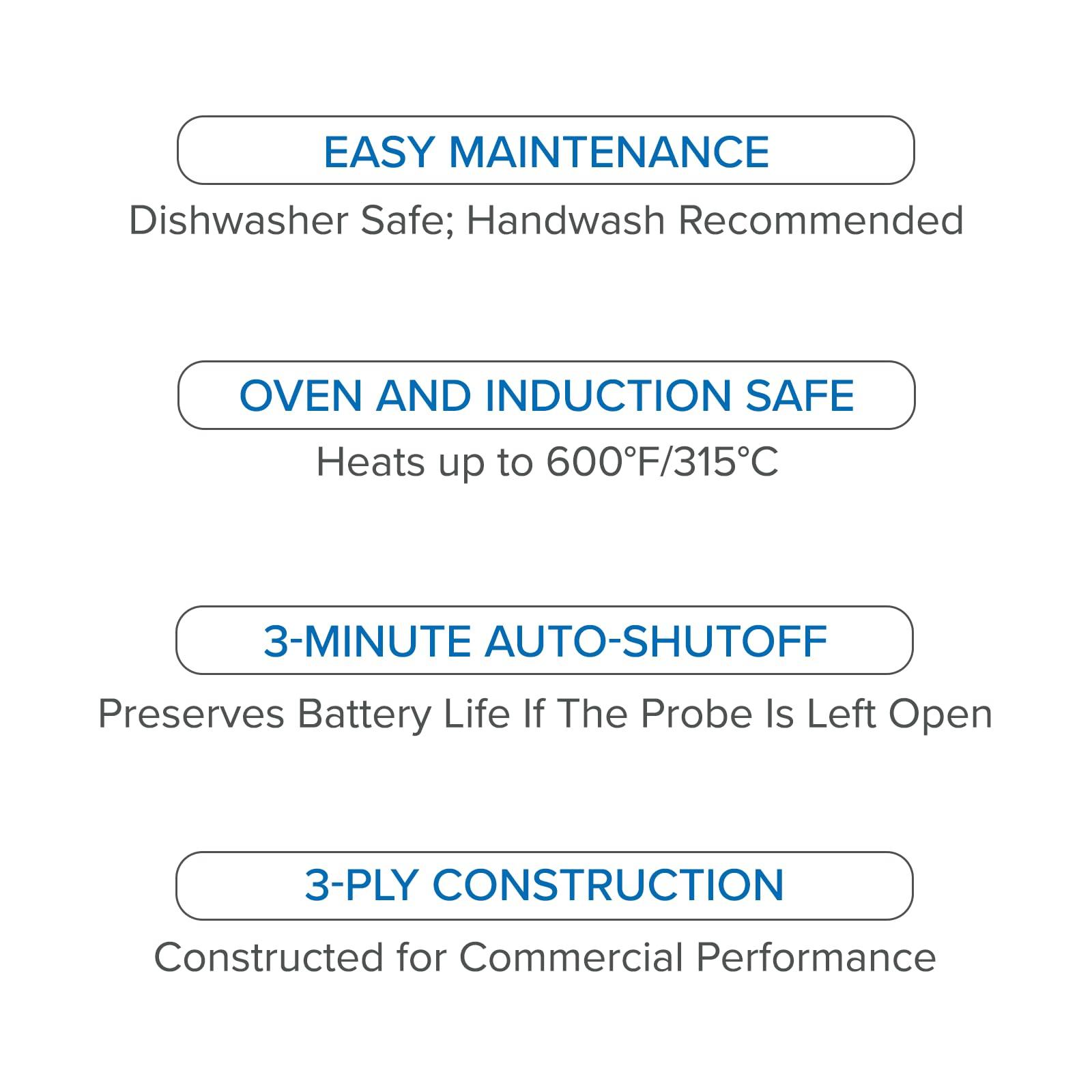 Viking Culinary 3-Ply Stainless Steel Roasting Pan and Rack with BONUS Instant Read Thermocouple Probe Thermometer, 16" x 13" x 3", Silver, Medium - CookCave
