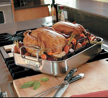 Viking Culinary 3-Ply Stainless Steel Roasting Pan, Includes a Nonstick Rack, Dishwasher, Oven Safe, Works on All Cooktops including Induction - CookCave
