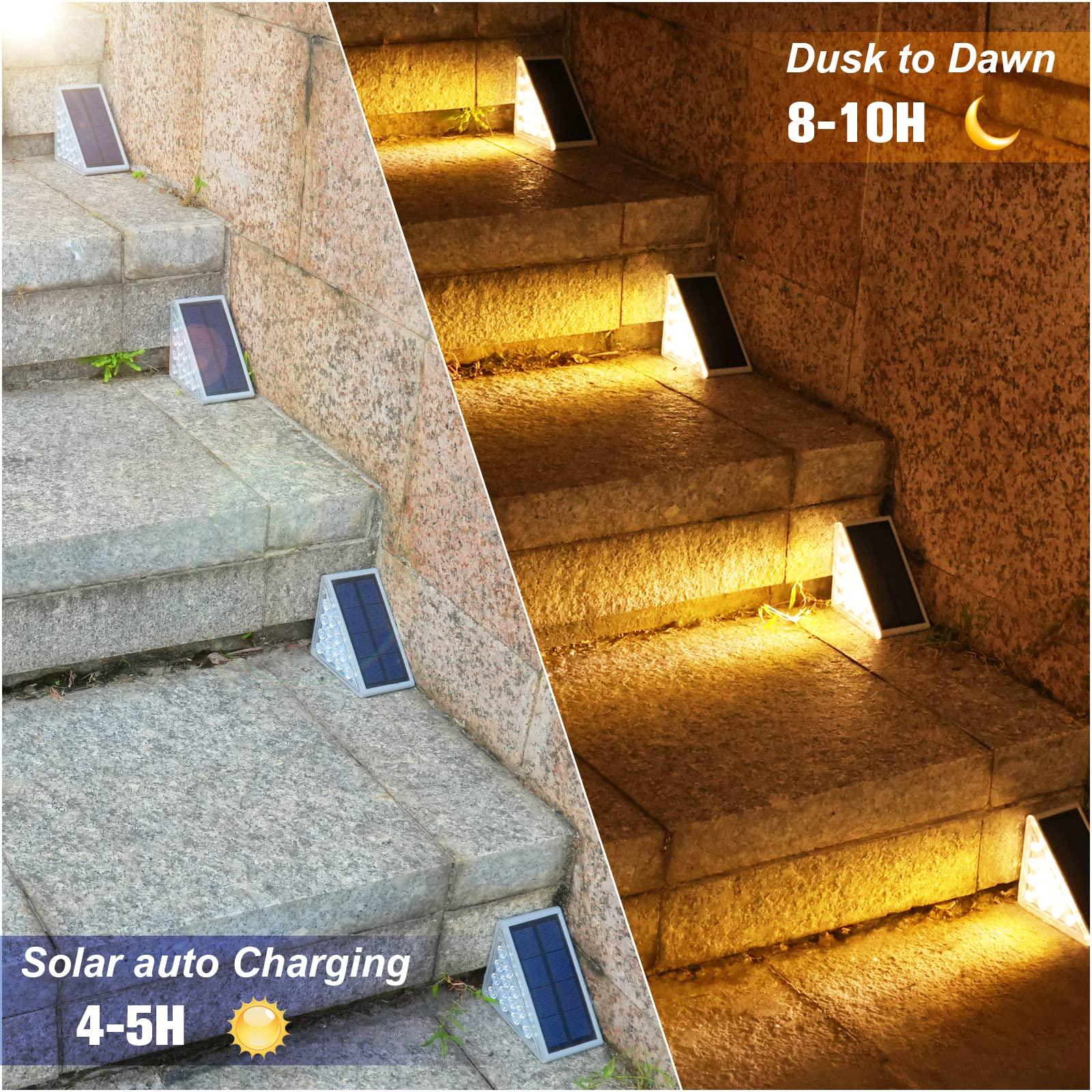 VOLISUN Solar Stair Lights 6 Pack, Solar Step Lights Outdoor Waterproof IP67, Outdoor Step Lights, Solar Outdoor Lights Decor for Garden Stair, Deck, Front Step, Front Porch and Patio (Warm White) - CookCave
