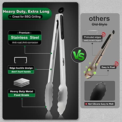 Walfos 17 Inch Extra Long Grill Tongs, Ultimate Stainless Steel BBQ Tongs for Grilling, Cooking, BBQ/Barbecue, Buffet and Turning Food - CookCave