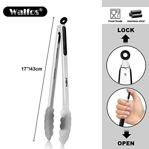 Walfos 17 Inch Extra Long Grill Tongs, Ultimate Stainless Steel BBQ Tongs for Grilling, Cooking, BBQ/Barbecue, Buffet and Turning Food - CookCave