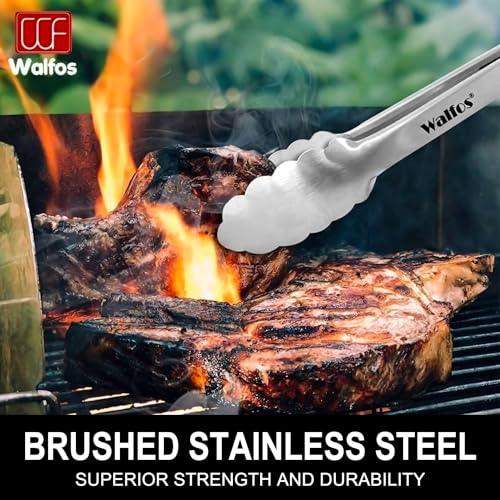 Walfos 17 Inch Extra Long Grill Tongs, Ultimate Stainless Steel BBQ Tongs for Grilling, Cooking, BBQ/Barbecue, Buffet and Turning Food - CookCave