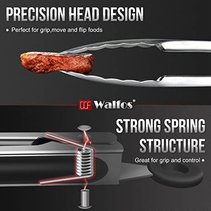 Walfos 17 Inch Extra Long Grill Tongs, Ultimate Stainless Steel BBQ Tongs for Grilling, Cooking, BBQ/Barbecue, Buffet and Turning Food - CookCave