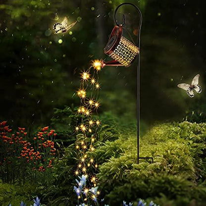 Watering Can with Lights Star Shower Watering Can Solar Twinkle Lights Waterproof Outdoor Decor LED Fairy Lights for Garden Yard Outdoor Lawn Patio Party Decorations Path Lights (Barrel Style) - CookCave