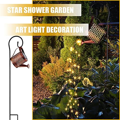 Watering Can with Lights Star Shower Watering Can Solar Twinkle Lights Waterproof Outdoor Decor LED Fairy Lights for Garden Yard Outdoor Lawn Patio Party Decorations Path Lights (Barrel Style) - CookCave