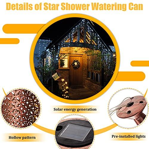 Watering Can with Lights Star Shower Watering Can Solar Twinkle Lights Waterproof Outdoor Decor LED Fairy Lights for Garden Yard Outdoor Lawn Patio Party Decorations Path Lights (Barrel Style) - CookCave