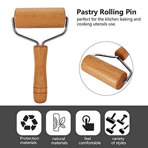 Watris Veiyi Small Rolling Pin, Wooden Dough Roller, Non-Stick Pizza Roller, Dough Baker Roller Set for Home Kitchen Baking Cooking(9.5cm/3.74in) - CookCave