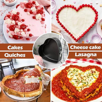 Webake Heart Shaped Springform Pan 9 Inch Nonstick Heart Cheesecake Pan, Large Heart Cake Mold, Valentine's Day Baking - CookCave