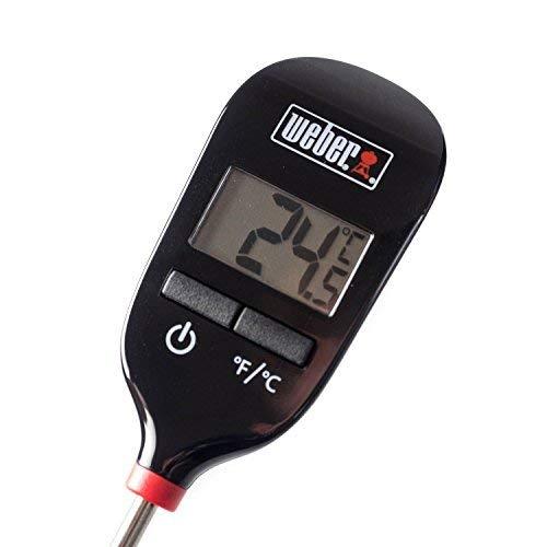 Weber Instant Read Meat Thermometer,1.3 In. W. x 0.3 In. H. x 8 In. L, Black/Silver - CookCave