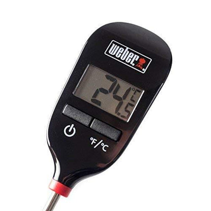 Weber Instant Read Meat Thermometer,1.3 In. W. x 0.3 In. H. x 8 In. L, Black/Silver - CookCave