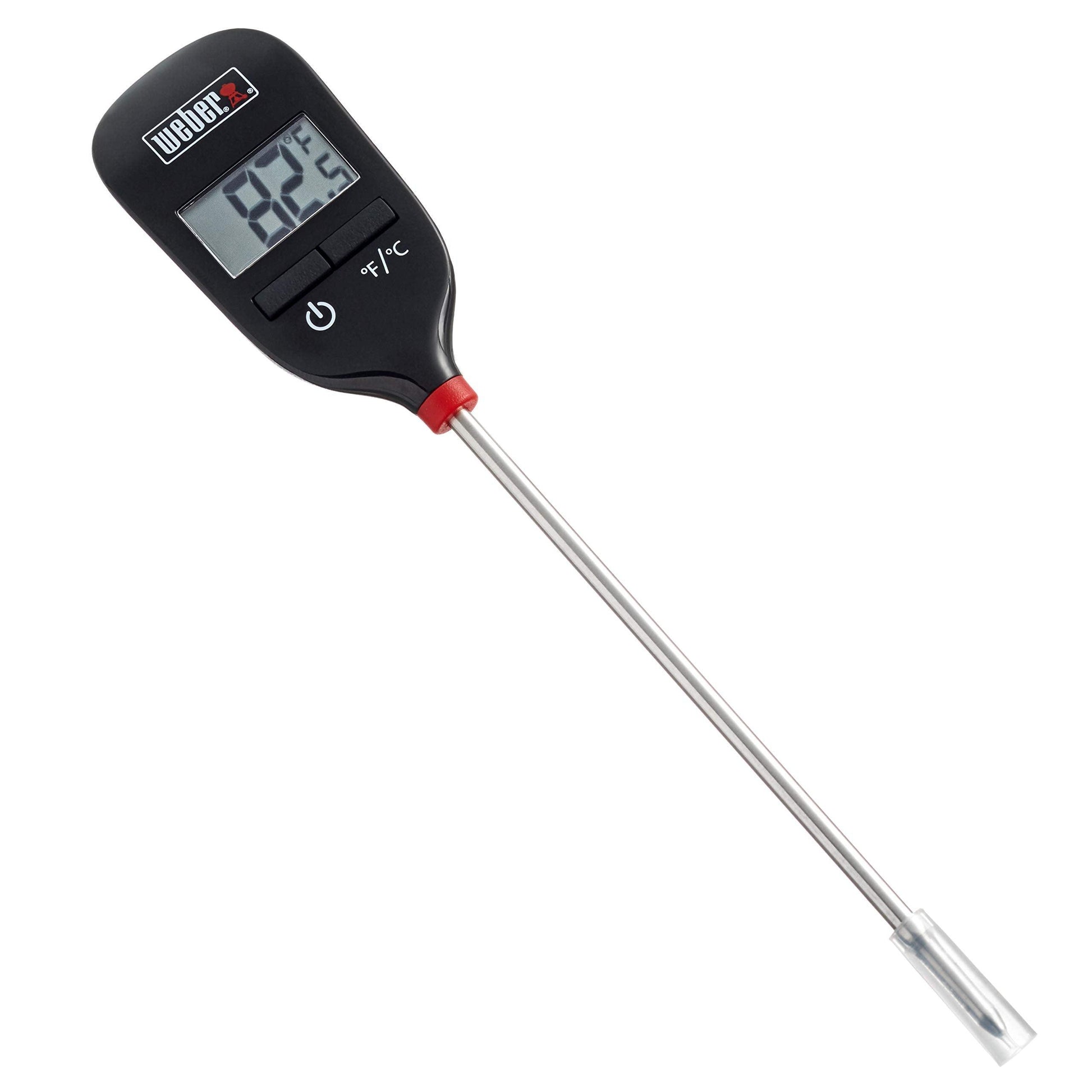 Weber Instant Read Meat Thermometer,1.3 In. W. x 0.3 In. H. x 8 In. L, Black/Silver - CookCave