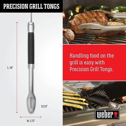 Weber Precision Grill Tongs, 18 inch, Stainless Steel - CookCave