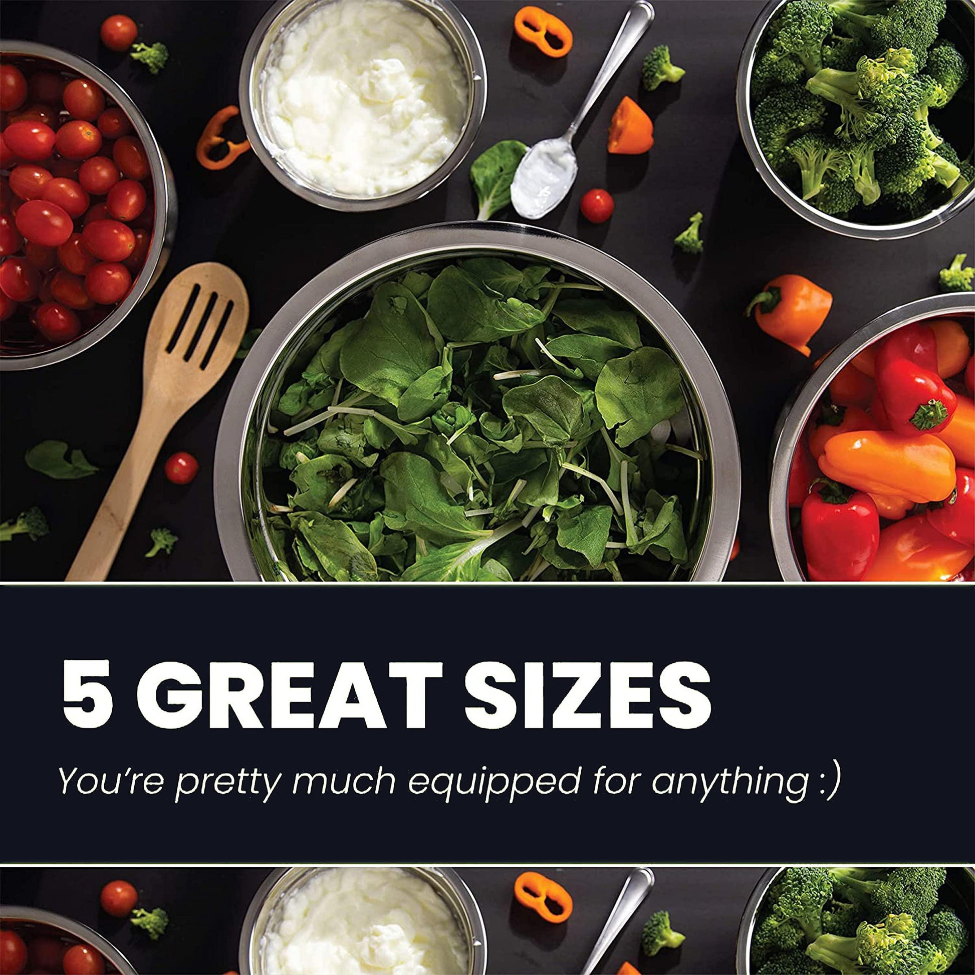 WHYSKO Meal Prep Stainless Steel Mixing Bowls Set, Home, Refrigerator, and Kitchen Food Storage Organizers | Ecofriendly, Reusable, Heavy Duty - CookCave