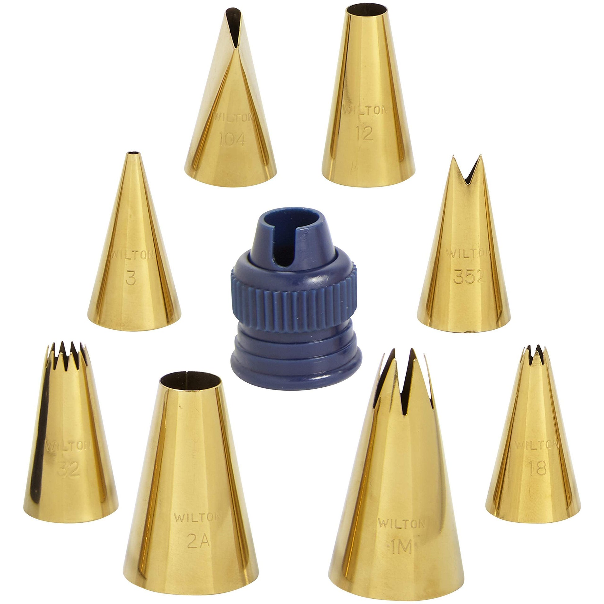 Wilton Navy Blue and Gold Piping Tips and Cake Decorating Supplies Set, 17-Piece - CookCave