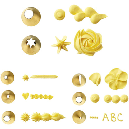 Wilton Navy Blue and Gold Piping Tips and Cake Decorating Supplies Set, 17-Piece - CookCave