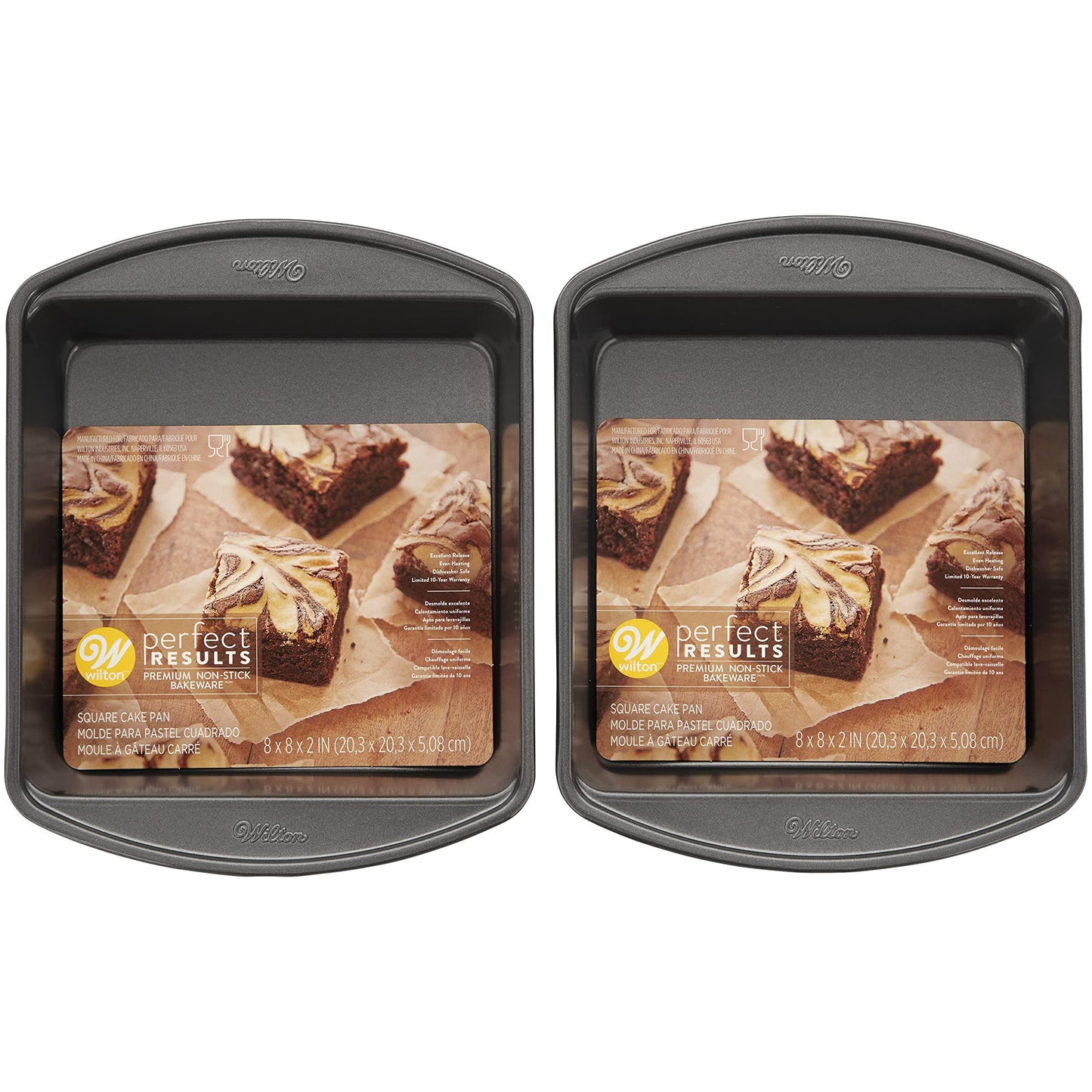 Wilton Perfect Results Premium Non-Stick 8-Inch Square Cake Pans, Set of 2, Steel Bakeware Set - CookCave