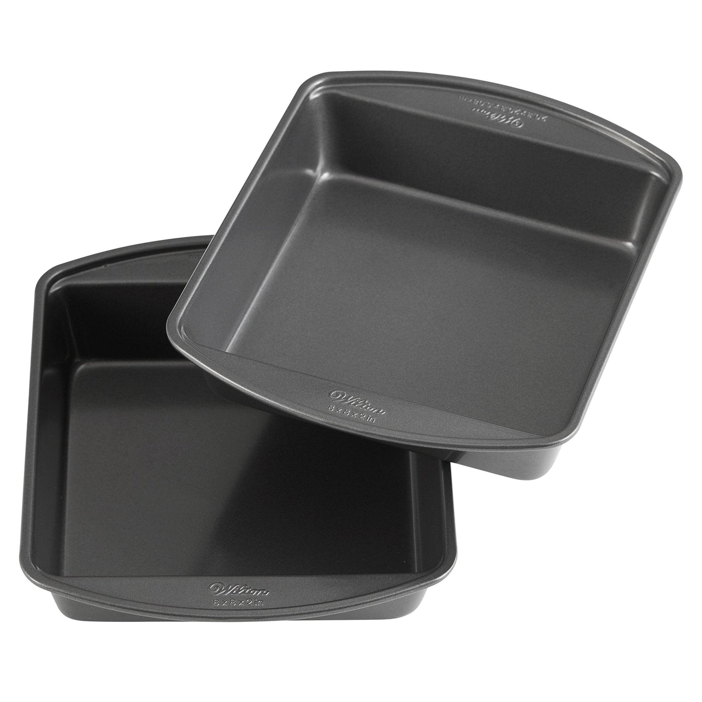 Wilton Perfect Results Premium Non-Stick 8-Inch Square Cake Pans, Set of 2, Steel Bakeware Set - CookCave