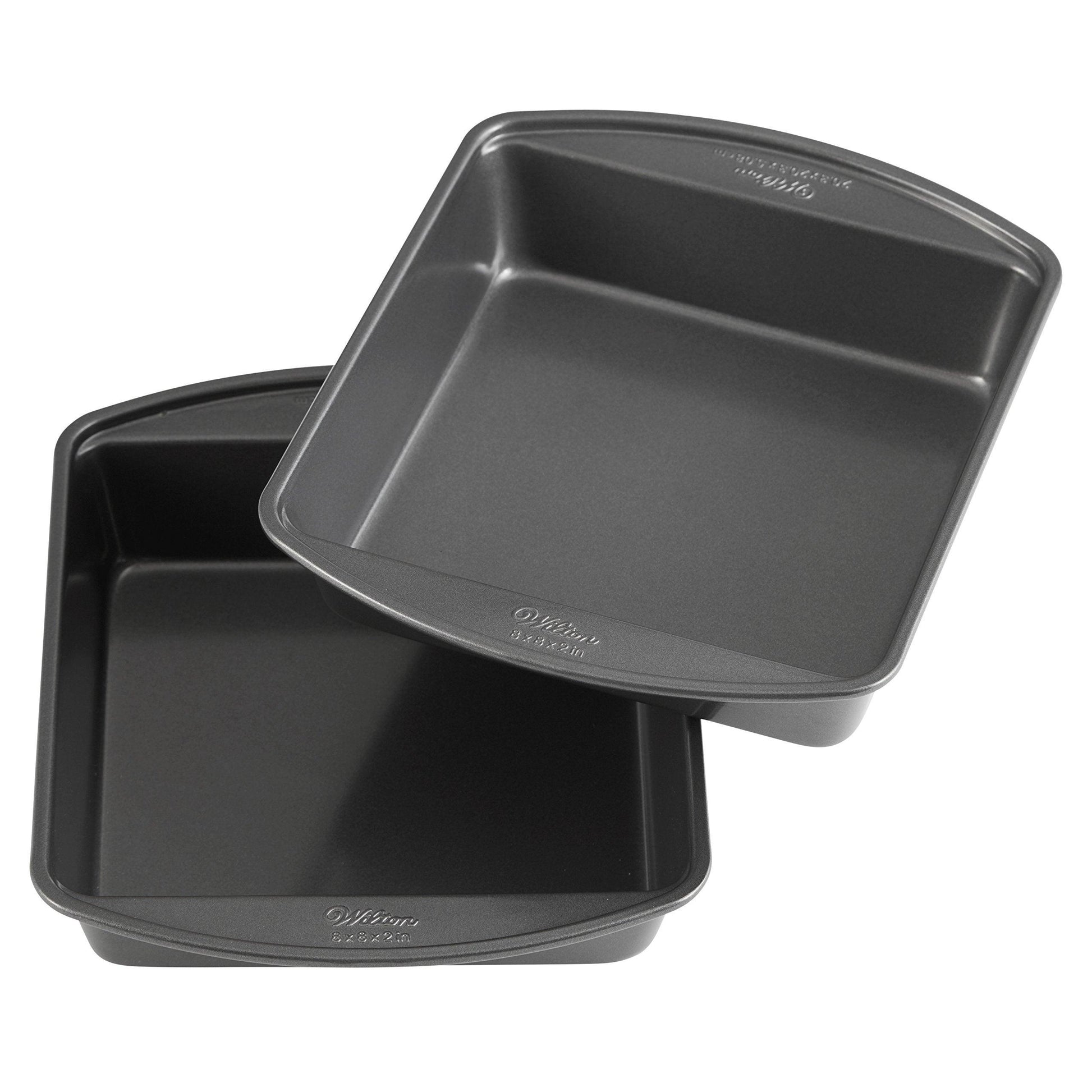 Wilton Perfect Results Premium Non-Stick 8-Inch Square Cake Pans, Set of 2, Steel Bakeware Set - CookCave