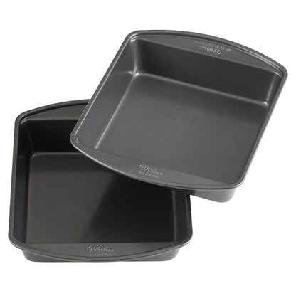 Wilton Perfect Results Premium Non-Stick 8-Inch Square Cake Pans, Set of 2, Steel Bakeware Set - CookCave