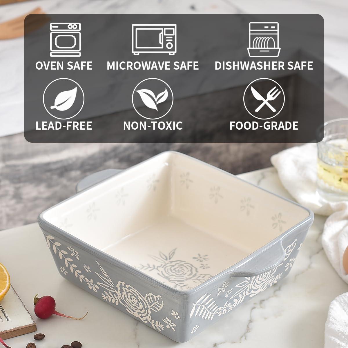 Wisenvoy Baking Dish 8x8 Baking Pan Brownie Pan Casserole Dish Hand-Painted Casserole Dishes For Oven Lasagna Pan - CookCave