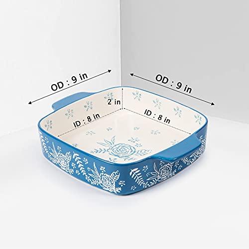 Wisenvoy Baking Dish Ceramic Brownie Pan 9x9 Baking Pan Casserole Dish Lasagna Pan Square Rose Dish Pan Bakeware Sets - CookCave
