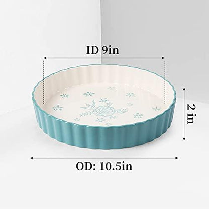 Wisenvoy Pie Pan Tart Pan Quiche Ceramic Pie Dish Pie Plate Tart Pans 9 inch Tart Pan Deep Dish Pie Pan Quiche Pan - CookCave