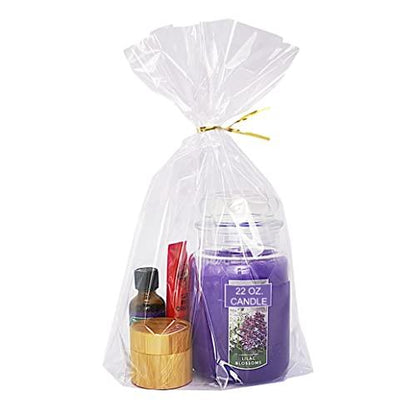 Wowfit 50 CT 10x14 inches Clear Bottom Gusset Cellophane Gift Bags with 6" Gold Twist Ties, Cello Packaging for Party Favors, Bridal Showers, and Wedding Gift Wrapping - CookCave