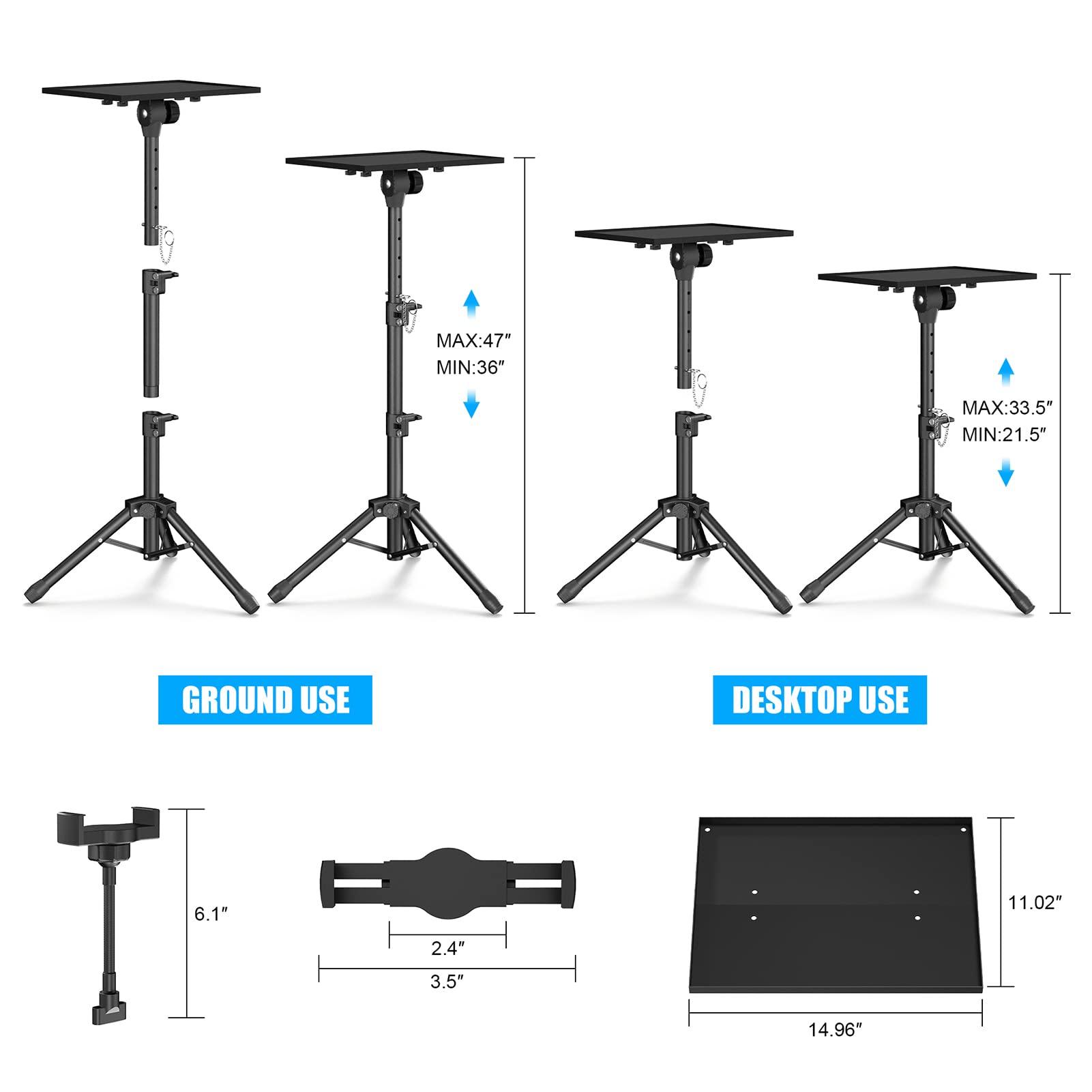 Wphold Projector Stand, Outdoor Projector Stand Tripod, Laptop Tripod Stand Adjustable Height 22 to 46 Inch, Projector Tripod Stand for Office, Home, Stage or Studio(1 Pack) - CookCave