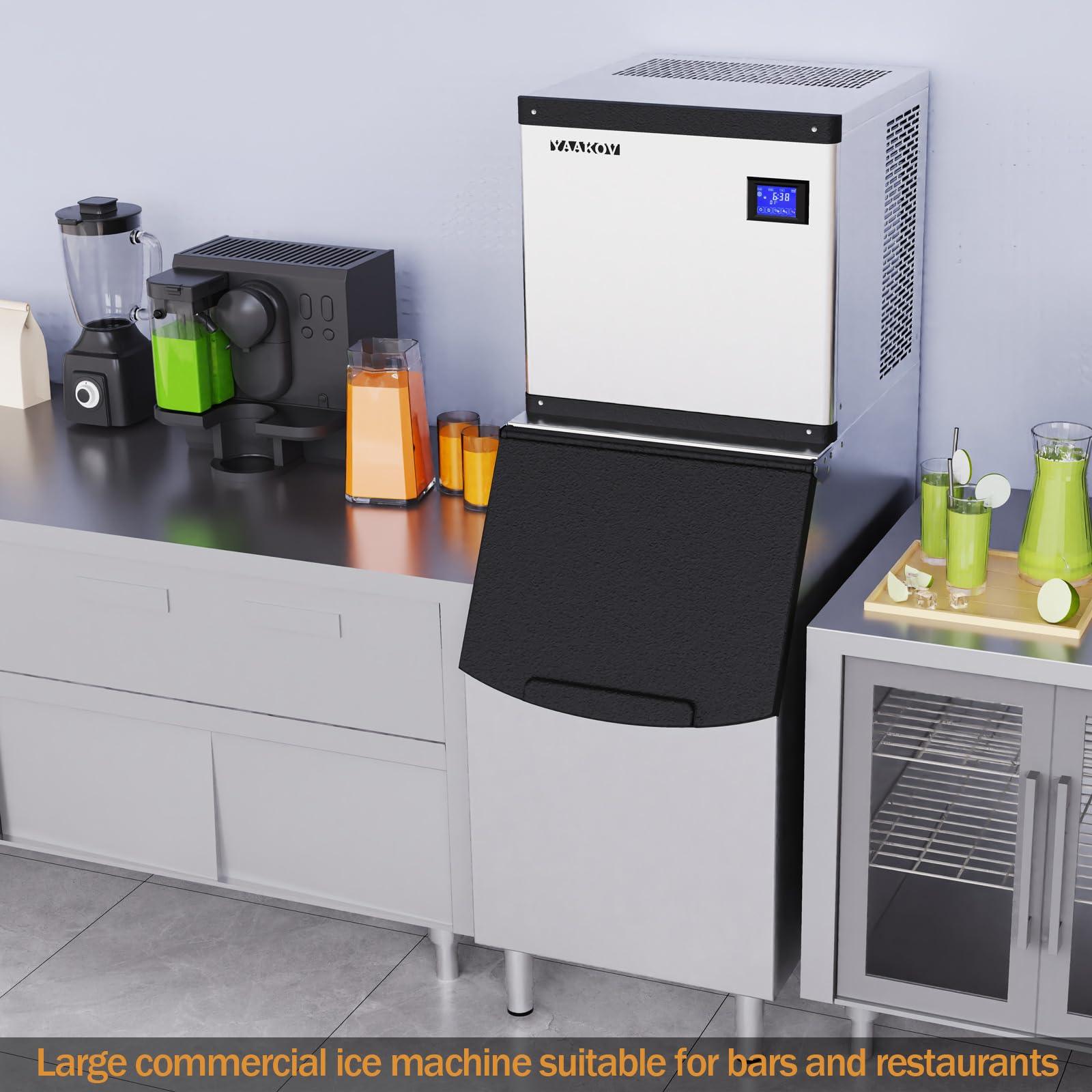 YAAKOV Commercial ice Maker Machine 550LBS/24H Commercial ice Machine with 400LBS Ice Maker Commercial Large Storage Bin,Ice Maker Machine Stainless Steel for Bar Cafe Restaurant Bussiness - CookCave