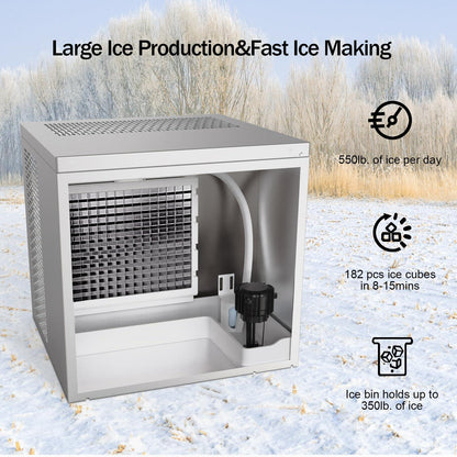 YAAKOV Commercial ice Maker Machine 550LBS/24H Commercial ice Machine with 400LBS Ice Maker Commercial Large Storage Bin,Ice Maker Machine Stainless Steel for Bar Cafe Restaurant Bussiness - CookCave