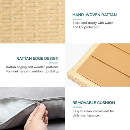 YITAHOME 10-Piece Outdoor Patio Furniture Dining Set, All-Weather Rattan Conversation Set for Backyard Deck with Soft Cushions and Plastic Wood Dining Table (Light Brown+Gray) - CookCave