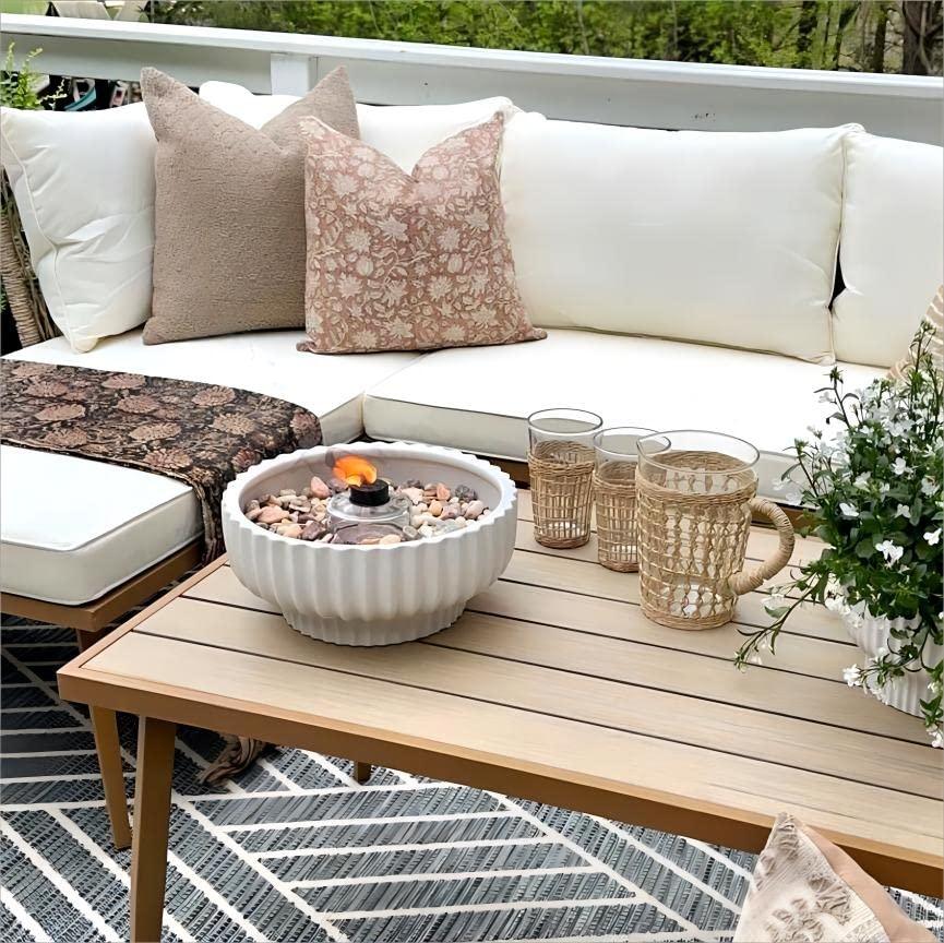 YITAHOME 3 Pieces Patio Furniture Set, Outdoor Rattan Woven Conversation Sectional L-Shaped Sofa with 5 Seater for Backyard, Porch, Boho Detachable Lounger with Cushions and Side Table - Beige - CookCave