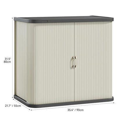 YITAHOME 73 Gallon Large Outdoor Storage Cabinet w/Shelf, Heavy-Duty Double-Wall Resin Storage Cabinet w/Sliding Doors for Indoor/Outdoor/Garage/Lawn Care, Waterproof, Light Gray - CookCave