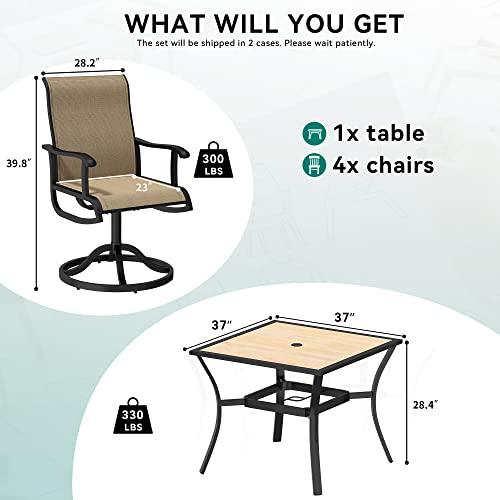YITAHOME Patio Dining Set, 5-Piece Outdoor Patio Dining Set Including 37" Square Patio Dining Table and 4 Swivel Dining Chairs, Outdoor Dining Set Ideal for Patio Lawn Garden Porch - CookCave