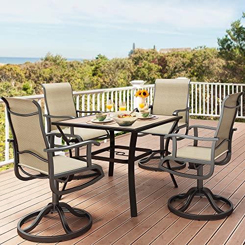 YITAHOME Patio Dining Set, 5-Piece Outdoor Patio Dining Set Including 37" Square Patio Dining Table and 4 Swivel Dining Chairs, Outdoor Dining Set Ideal for Patio Lawn Garden Porch - CookCave
