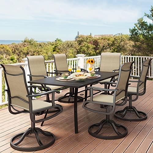 YITAHOME Patio Dining Set for 6, Outdoor Patio Dining Set Including 59" Rectangular Metal Patio Dining Table and 6 Swivel Dining Chairs, Outdoor Dining Set Ideal for Patio Lawn Garden Porch - CookCave