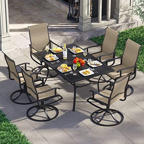 YITAHOME Patio Dining Set for 6, Outdoor Patio Dining Set Including 59" Rectangular Metal Patio Dining Table and 6 Swivel Dining Chairs, Outdoor Dining Set Ideal for Patio Lawn Garden Porch - CookCave