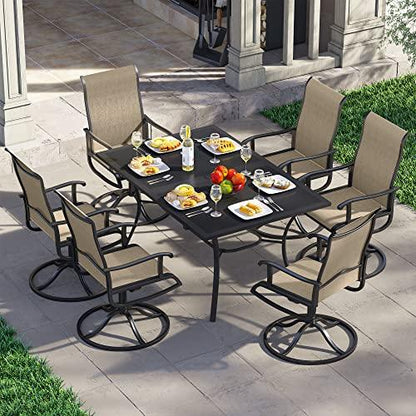 YITAHOME Patio Dining Set for 6, Outdoor Patio Dining Set Including 59" Rectangular Metal Patio Dining Table and 6 Swivel Dining Chairs, Outdoor Dining Set Ideal for Patio Lawn Garden Porch - CookCave