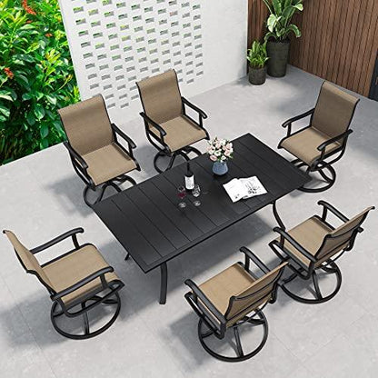 YITAHOME Patio Dining Set for 6, Outdoor Patio Dining Set Including 59" Rectangular Metal Patio Dining Table and 6 Swivel Dining Chairs, Outdoor Dining Set Ideal for Patio Lawn Garden Porch - CookCave