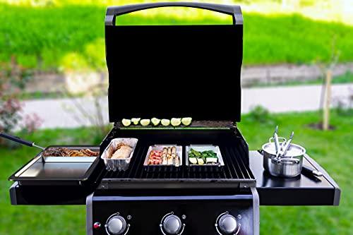 Yukon Glory™ BBQ 'N SERVE Grill Basket Set - Includes 3 Grilling Baskets a Serving Tray & Clip-on Handle - "Patented Grill-to-Table Design" Perfect For Grilling Fish Veggies & Meats - CookCave