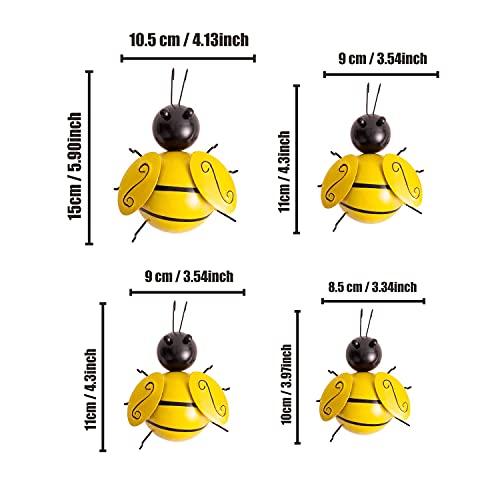 Yungeln Metal Wall Art, 4PCS Metal Bumble Bee Wall Decor, 3D Iron Bee Art Sculpture Hanging Wall Decorations for Outdoor Home Garden - CookCave