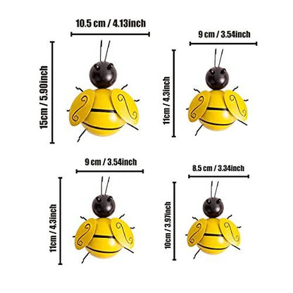 Yungeln Metal Wall Art, 4PCS Metal Bumble Bee Wall Decor, 3D Iron Bee Art Sculpture Hanging Wall Decorations for Outdoor Home Garden - CookCave