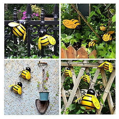 Yungeln Metal Wall Art, 4PCS Metal Bumble Bee Wall Decor, 3D Iron Bee Art Sculpture Hanging Wall Decorations for Outdoor Home Garden - CookCave