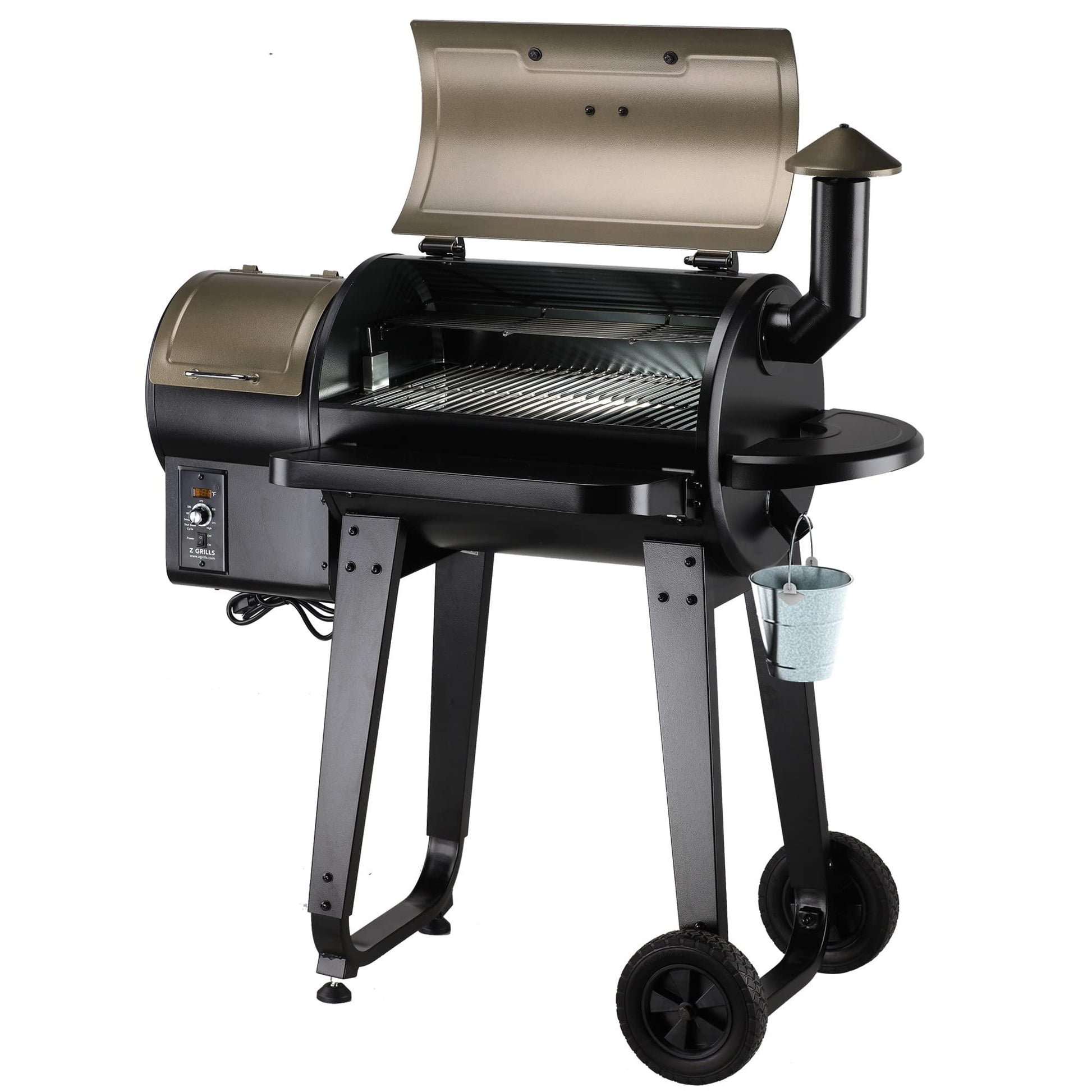 Z GRILLS Wood Pellet Grill Smoker, 8 in 1 Portable BBQ Grill with Automatic Temperature Control, Foldable Front Shelf, Rain Cover, 459 sq in Cooking Area for Patio, Backyard, Outdoor Barbecue, Bronze - CookCave